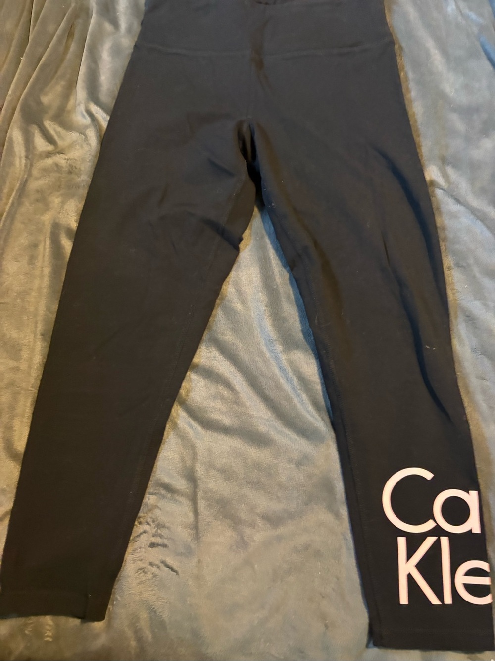 Calvin Klein Black Leggings with Pink Logo Print